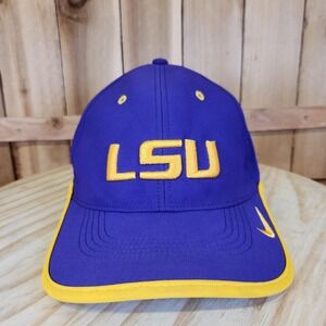 LSU Tigers Hat Cap Strap Back Mens One Size Purple NCAA‎ Football Nike Dri-Fit